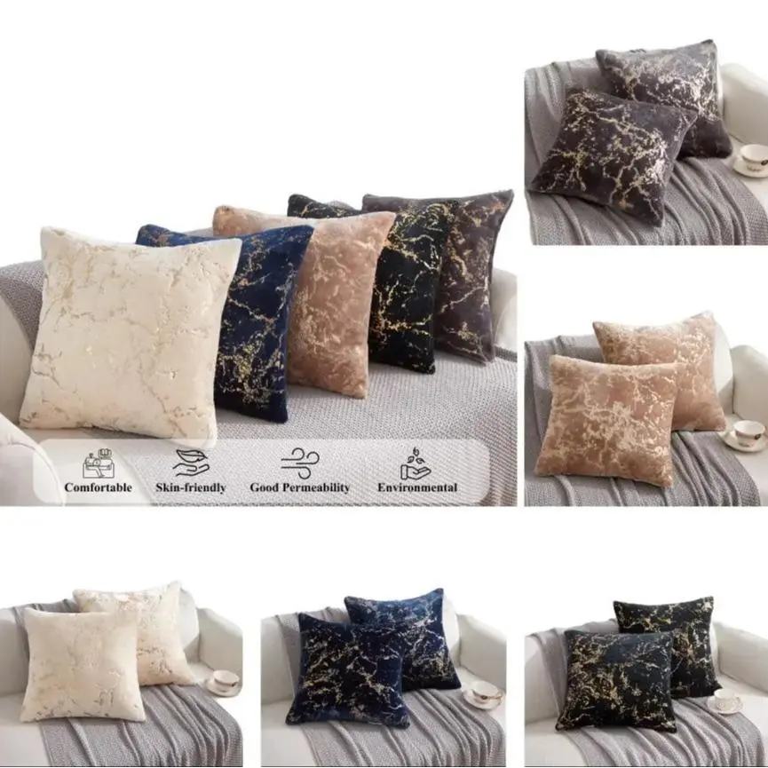 Elegant Cuddle Cushion, Covers and Pad – Set of 2 with Luxurious Gold Marble Design, Ultra-Soft & Cozy Home Decor (45x45cm) cushions