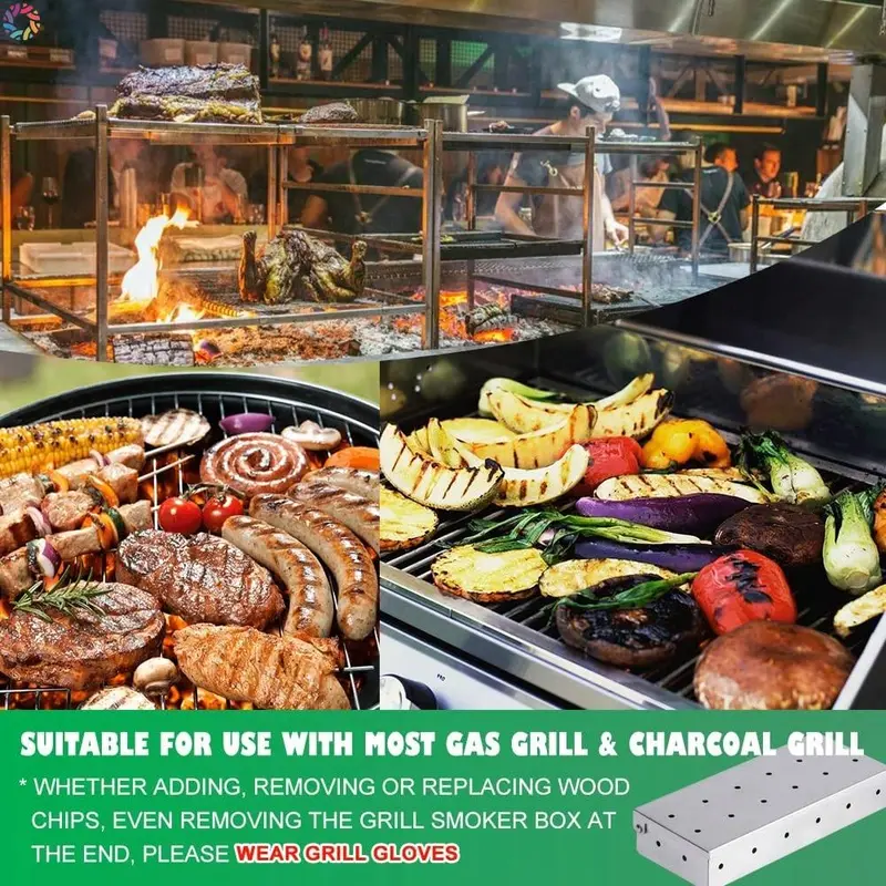 Rainbow Snowman  Stainless Steel Smoking Box for Wood Chips - Adds Smoky Flavor to Meat & Vegetables, Ideal for Grills and Barbecues 0