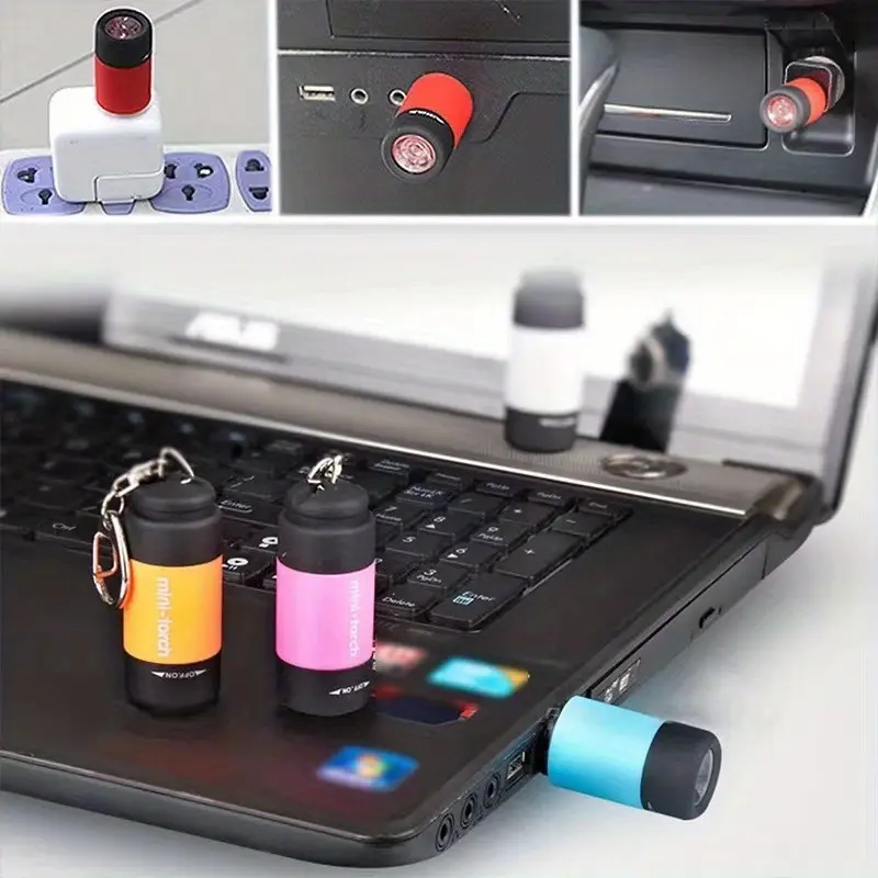 USB Rechargeable Portable Flashlight Keychain Mini Torch Camping Ultra Bright Lamp Outdoor Supplies 7