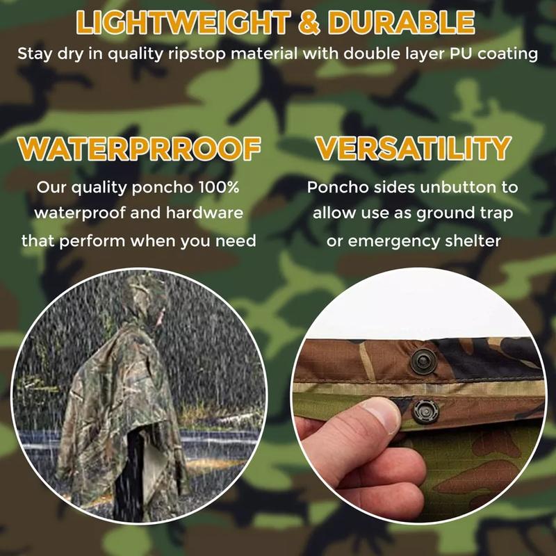 Rain Poncho Bicycle Waterproof Raincoat Cover Cape Hooded Hiking Fishing 4