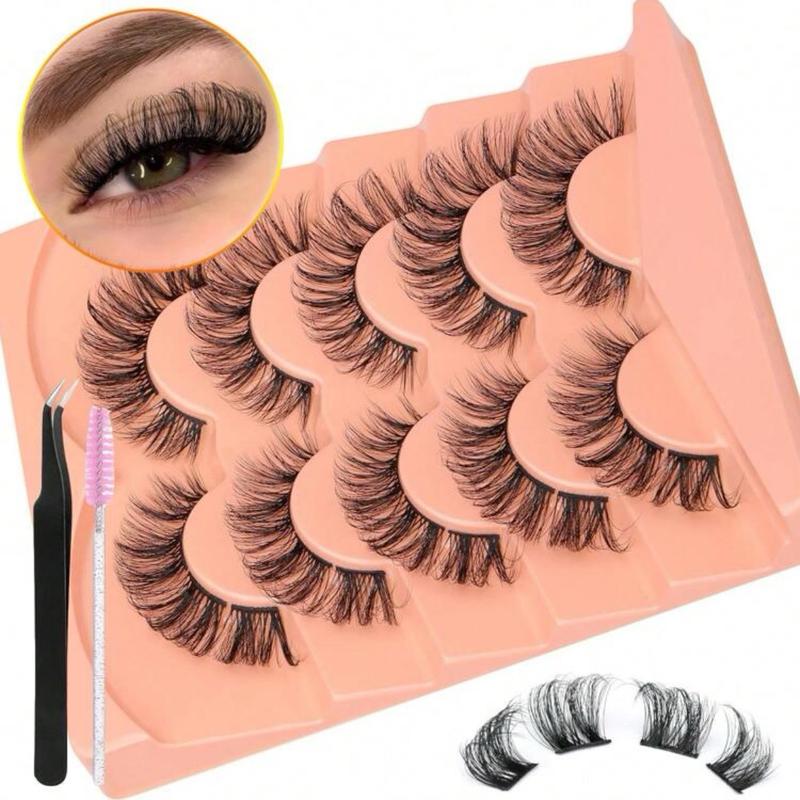 Lashes Natural Look D Curl False Eyelashes Fluffy Wispy Individual Lash Extensions Strips Volume Eyelashes 7 Pairs by Eefofnn 2