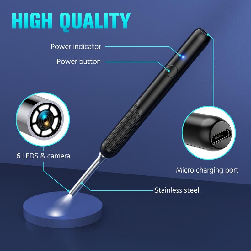 Ear Wax Removal Tool - Ear Cleaner With Camera, Earwax Remover With Light, Ear Cleaning Kit, Ear Wax Removal Tool WIFI Connection 6 LED Lights Earpick 0