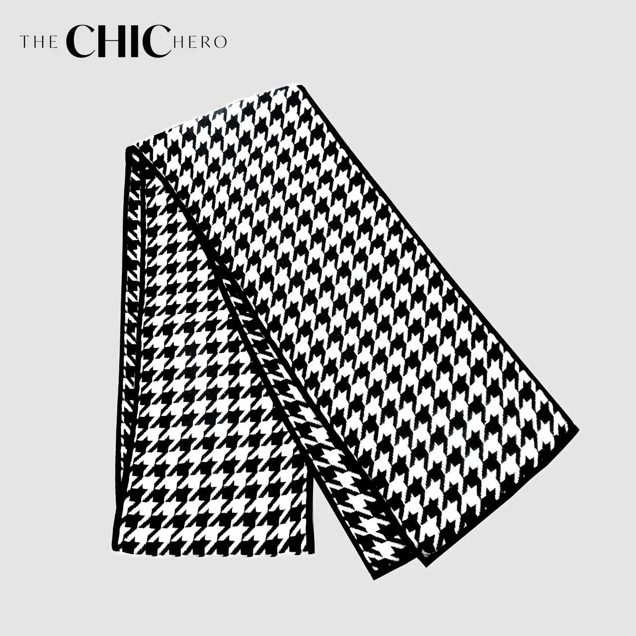 Premium Houndstooth Scarf in black and white