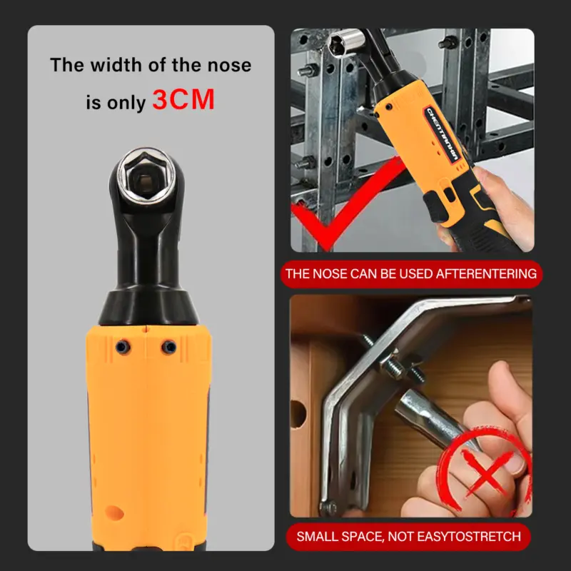 380Nm Electric Cordless Right Ratchet 3/8'' 90 Angle Wrench Power 2 Battery Kit  UK 7
