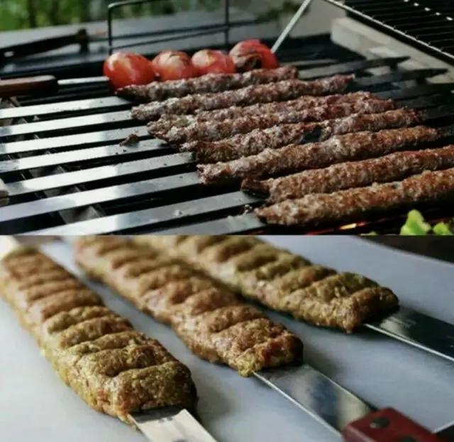 WARESHARK Large Barbecue Skewers Flat Extra Wide Kebab Shish BBQ Heavy Duty Strong Grill Set Meat Stainless Steel Utensil Sturdy 2