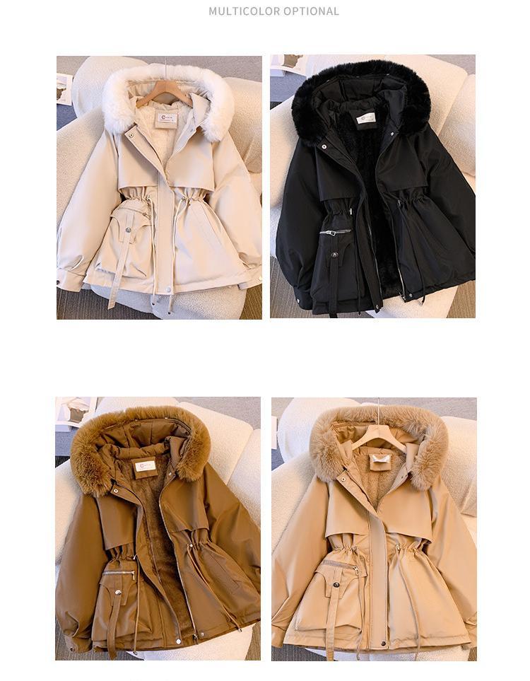 Product Introduction of winter Down Cotton Dress Women's Short Large Fur Collar Style Overcoming Slim Waist Fashion Casual Coat 4