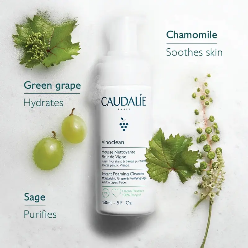 Caudalie Vinoclean Instant Foaming Cleanser 50ml (Worth £18.00) Cleansing Facial French Skincare Chamomile Grape 1