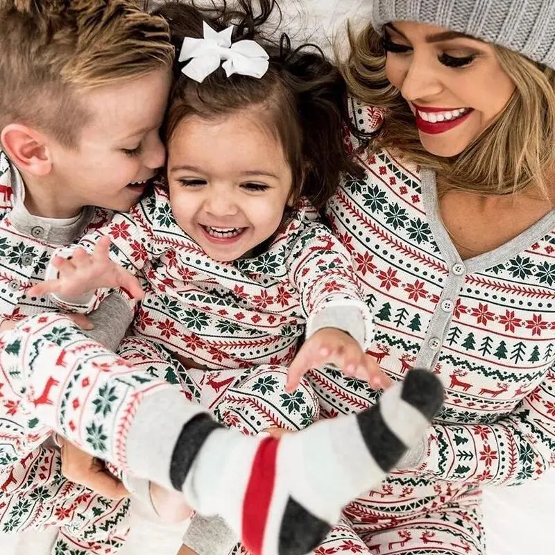 【2025】2023 Christmas Family Matching Pajamas New Year Xmas Father Mother Kids Baby Clothes Set Dad Mom And Daughter Son Pyjamas Outfit 1