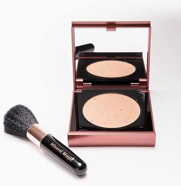 JML Mineral Magic Makeup Perfection Powder - Long Lasting Pressed Face Powder Foundation Covers Conceals, Corrects and Q10 Hydrates - Make Cover Fine Lines Blemishes and Dark Circles - Almond Concealer Hydrating Coverage Daily Sensitive Matte Correction