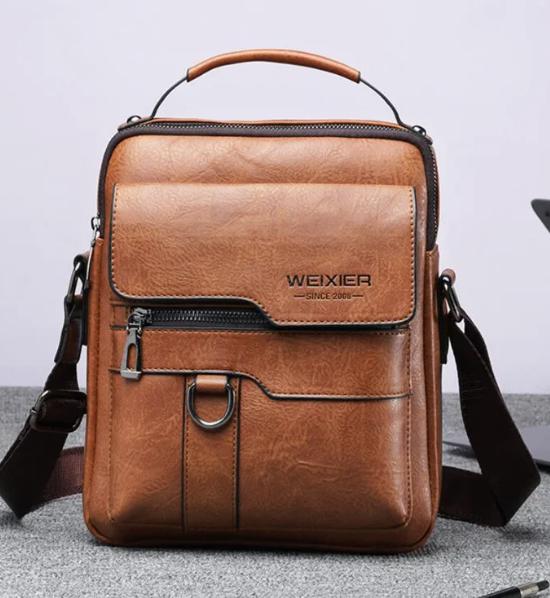 Retro Vintage Durable Men’s Leather Shoulder Bag chest - 112211 1