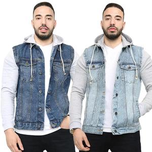 NOROZE Mens Trucker Denim Long Sleeves Jacket Detachable Hood Washed Denim Fleece Hoodie Classic Menswear Casual Western Style Jean Jackets Coat UK Sizes S-XXL Cotton Soft