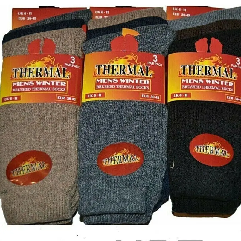 Ultimate 6 Pairs Mens Black Thermal Socks, Thick Warm Work Boot Socks Size 6-11 winter
