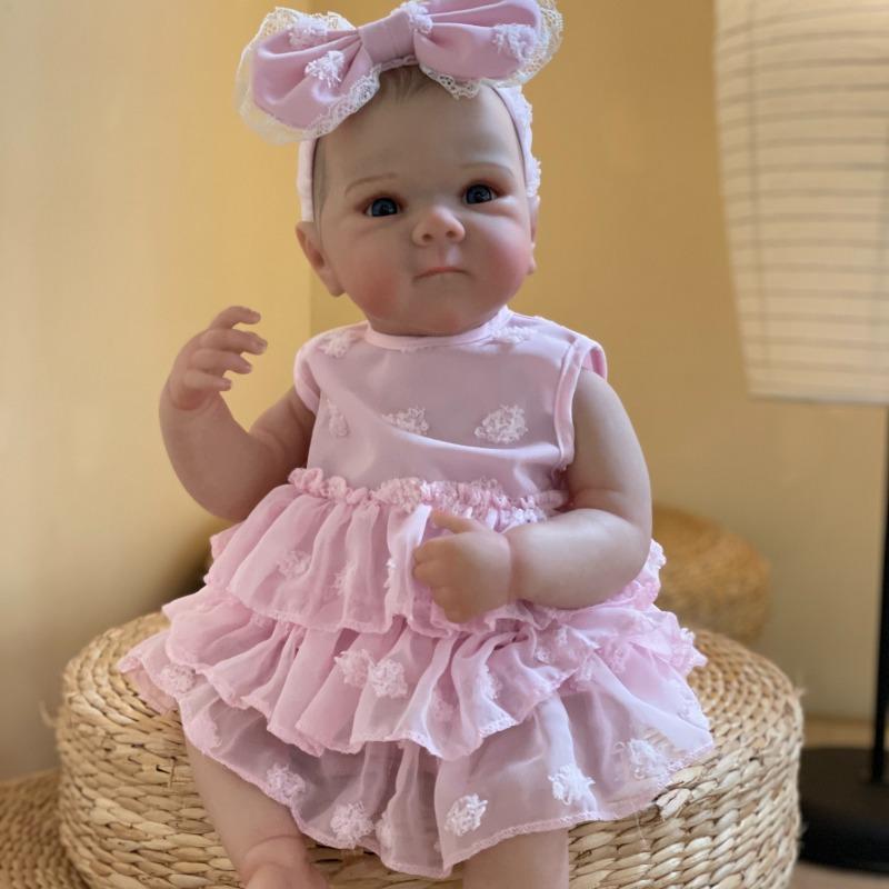 Product Introduction of [Popular Choice] 20-Inch Hand-Painted Silicone Vinyl Reborn Doll in Pink with Accessories - Full Body, Soft Touch, Realistic Features, Includes Outfit & Feed Container - Ideal for Family, Birthday Gifts & Collectors, Doll Accessories 7