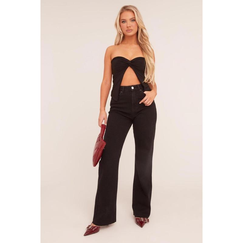 Harper Viral Women's Rebellious Fashion Stretch Straight Leg Frayed Hem Jeans 6