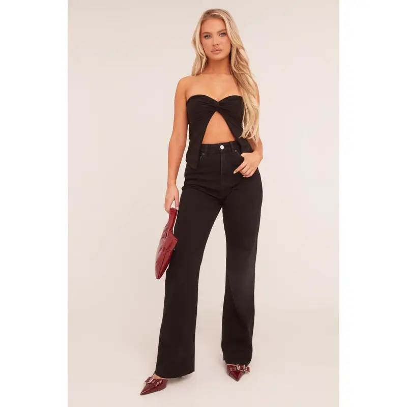 Harper Viral Women's Rebellious Fashion Stretch Straight Leg Frayed Hem Jeans 6