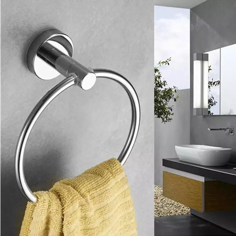Stainless Steel Toilet Roll Holder and Towel Ring Set Bathroom Wall Mounted UK 5