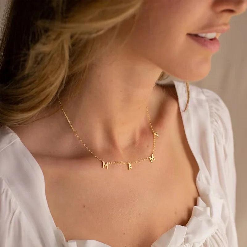 Delicate Gold MAMA Letter Initial Pendant Necklace for Mum 3