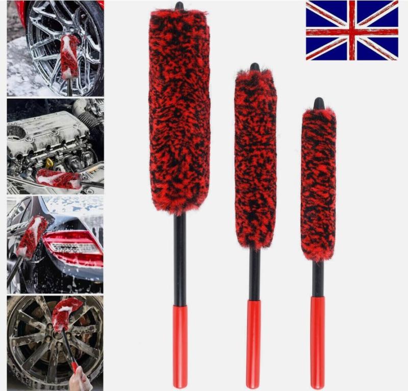 Product Introduction of New store opening, special offers  3X Set Wheel Woolies Luxury Super Plush Soft Alloy Wheel Cleaning Brush Kit UK 17