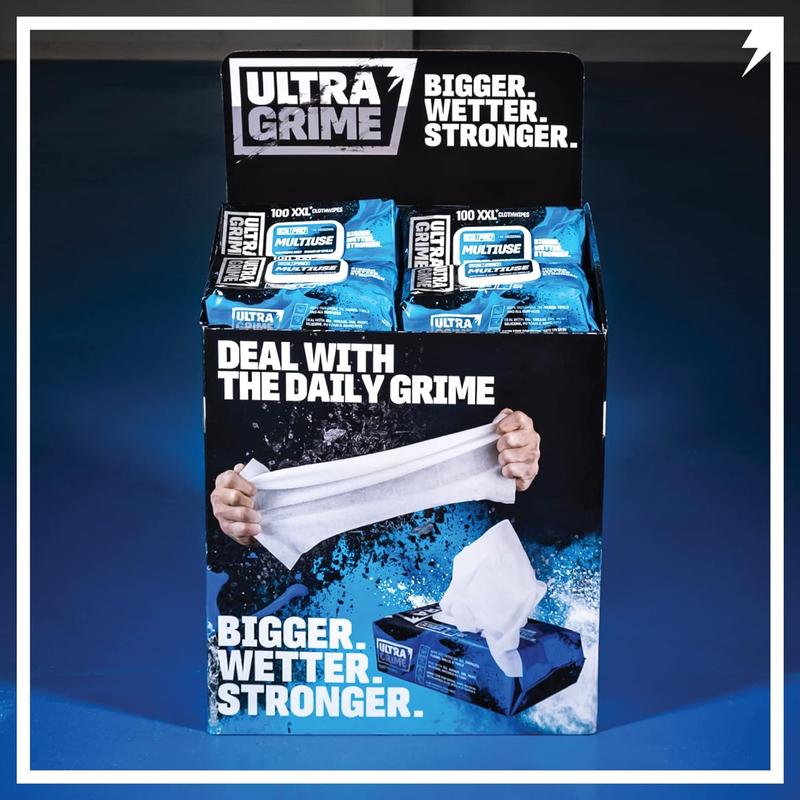 PRO Multiuse Cleaning Wet Wipes - Big Professional Disposable Wipes - Tougher Multi-Purpose Heavy-Duty Grime Cleaning Cloths (100 Thick Large Wipes) 3