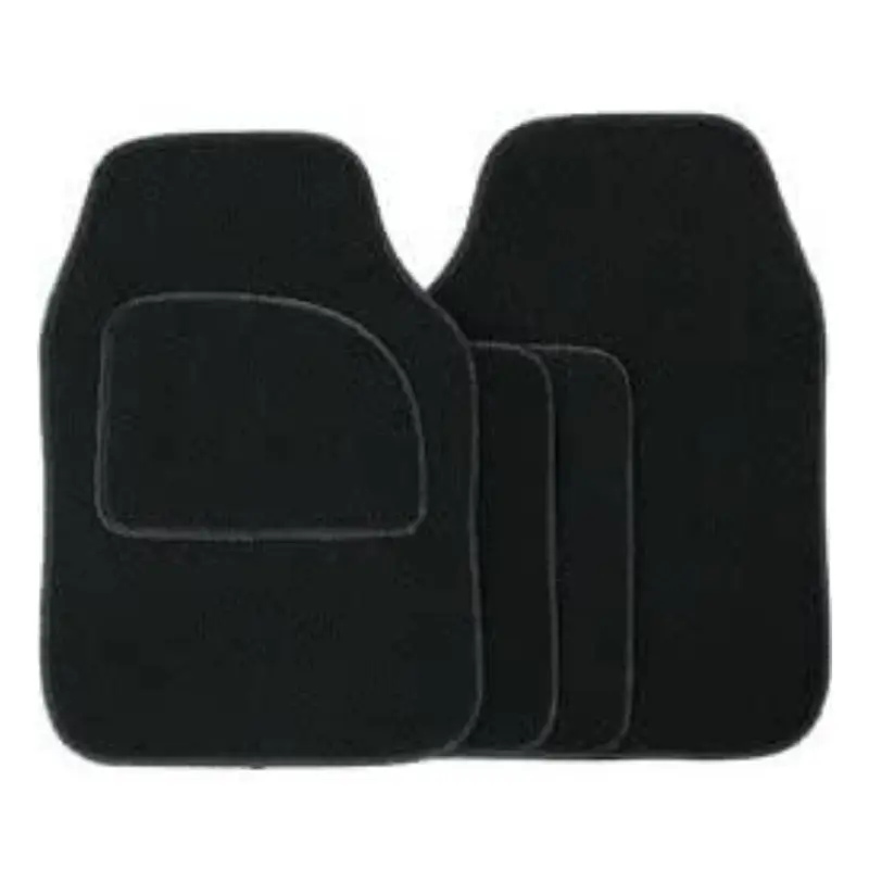 4PCS HEAVY DUTY UNIVERSAL BLACK CARPET & RUBBER MAT SET NON SLIP MATS 5