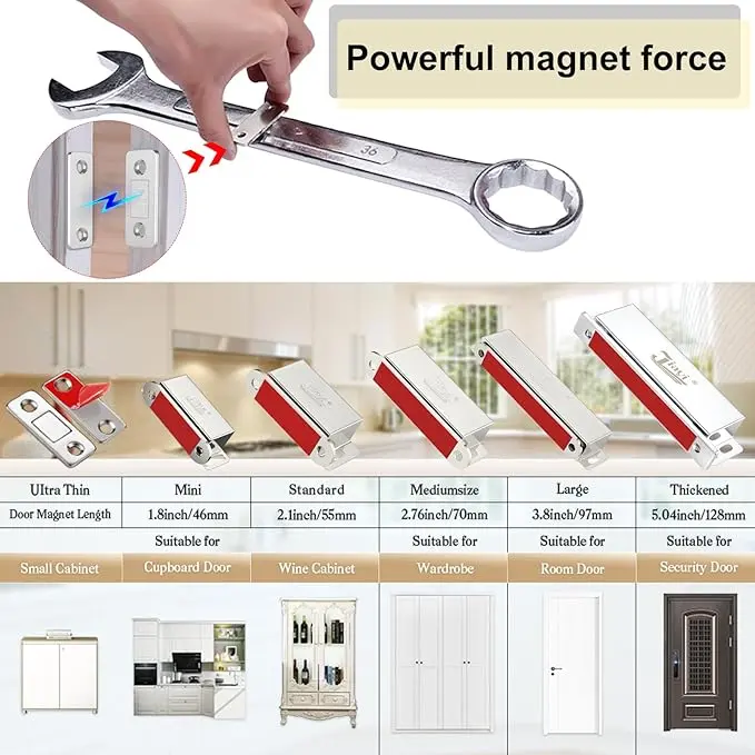 Cabinet Magnetic Catch Ultra Thin Cabinet Door Magnets Stick on Drawer Magnets Cabinet Latch Magnetic Closures for Cabinets Kitchen Closet Door Closing Magnetic Door Catch Closer 3