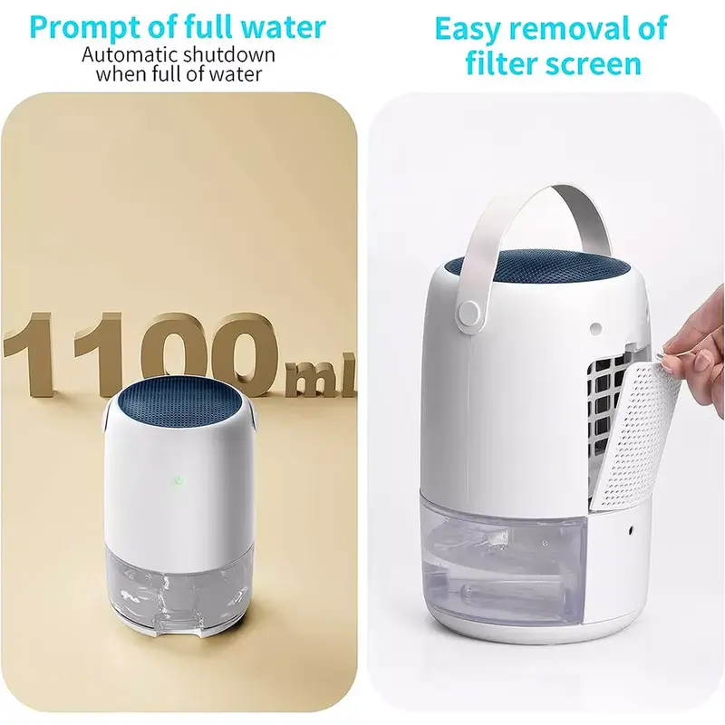 Dehumidifier For Home 1100ml Electric Mini Portable Condensation Moisture Damp 5