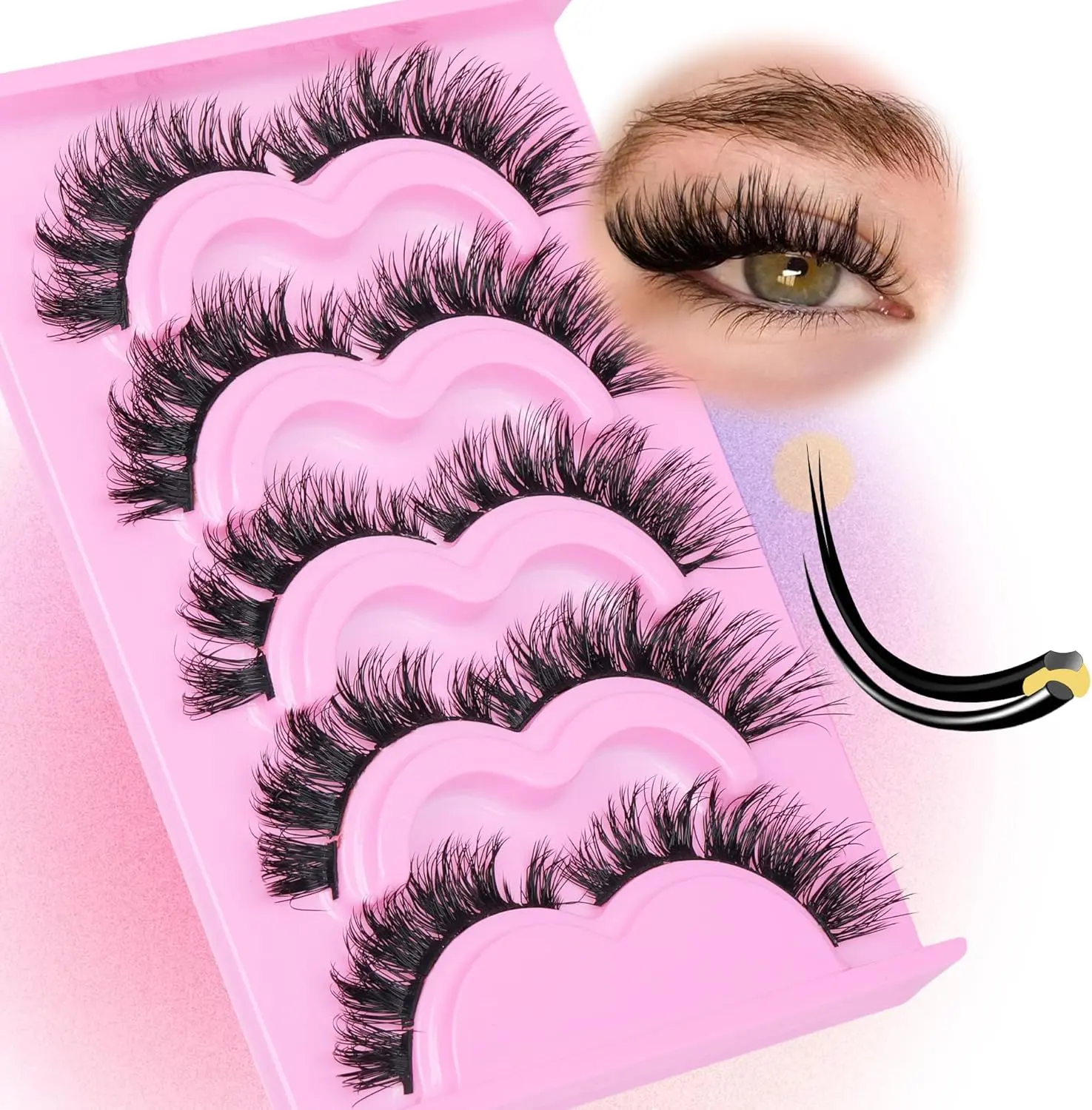 Goddvenus Wispy Cluster Lashes D Curl Individual Eyelashes Natural Paired Lash Clusters Fluffy Lashes Individual Cluster Individual Lashes DIY Lash Extensions for Beginners