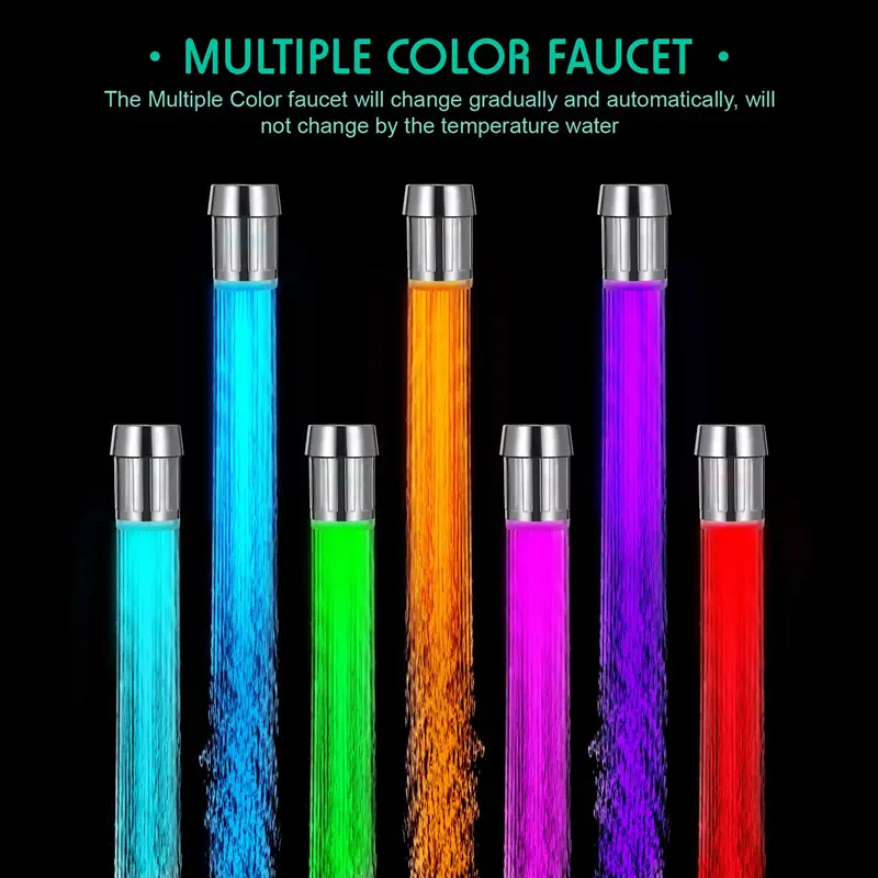 LED Temperature Sensitive Faucet Water Saving Kitchen Bathroom Sensor 7 Color Change Faucet Head Aerator Tap Nozzle Shower 1