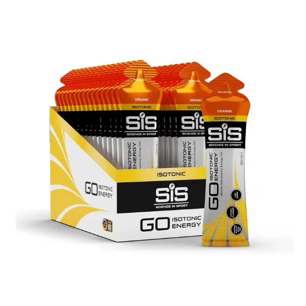 Science In Sport GO Isotonic Energy Gels - 22g Carbs, Low Sugar, Orange Flavor, 60ml (30 Pack) - Vegan & Gluten-Free Running Gels