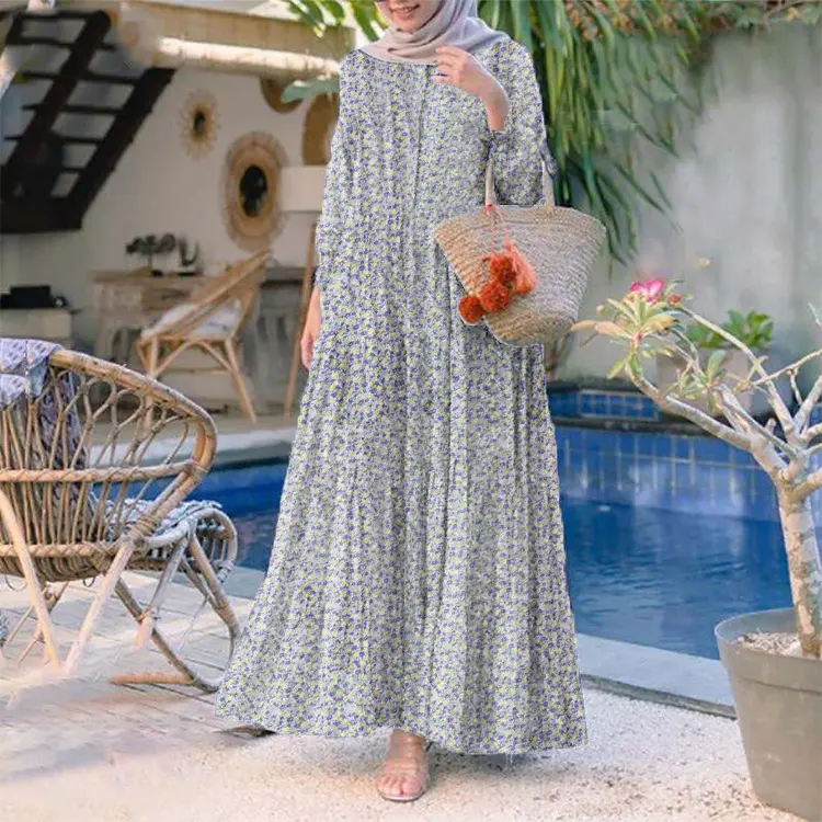 HS0620 HASA SERIES Rayon Long Dress Flower Design plain minimalist 2
