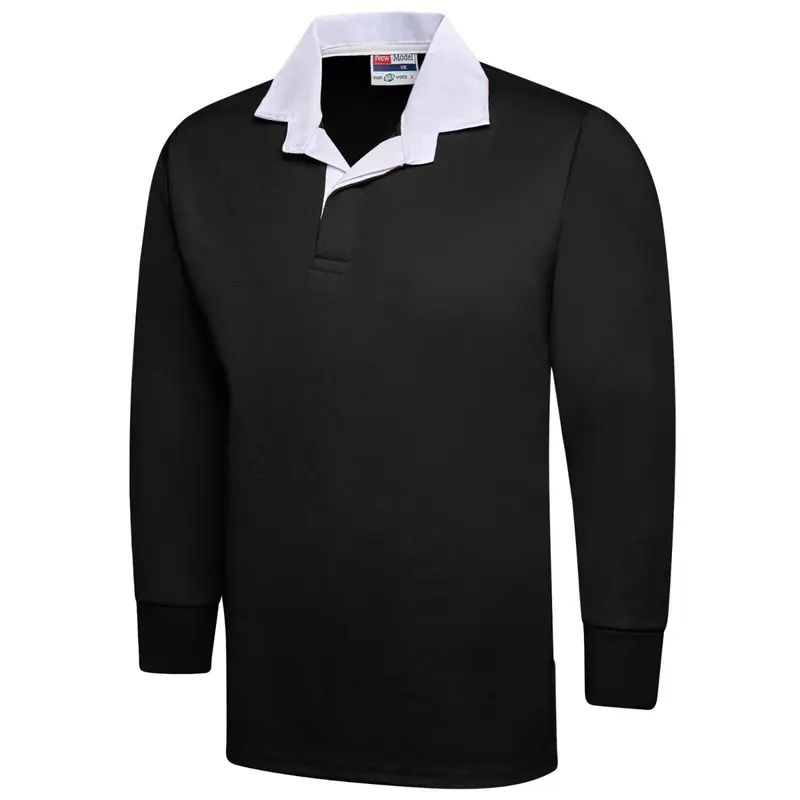 Men’s Plain Rugby Long Sleeve Sport Jersey  Embroidered Logo 4