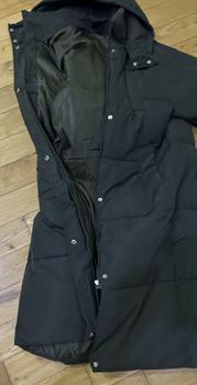 Product Review of Women's Solid Button Front Zipper  Hooded Longline Quilted Jacket, Casual Long Sleeve Pocket Design Outerwear for Fall & Winter, Women's Clothing for Daily Wear from N**E 0
