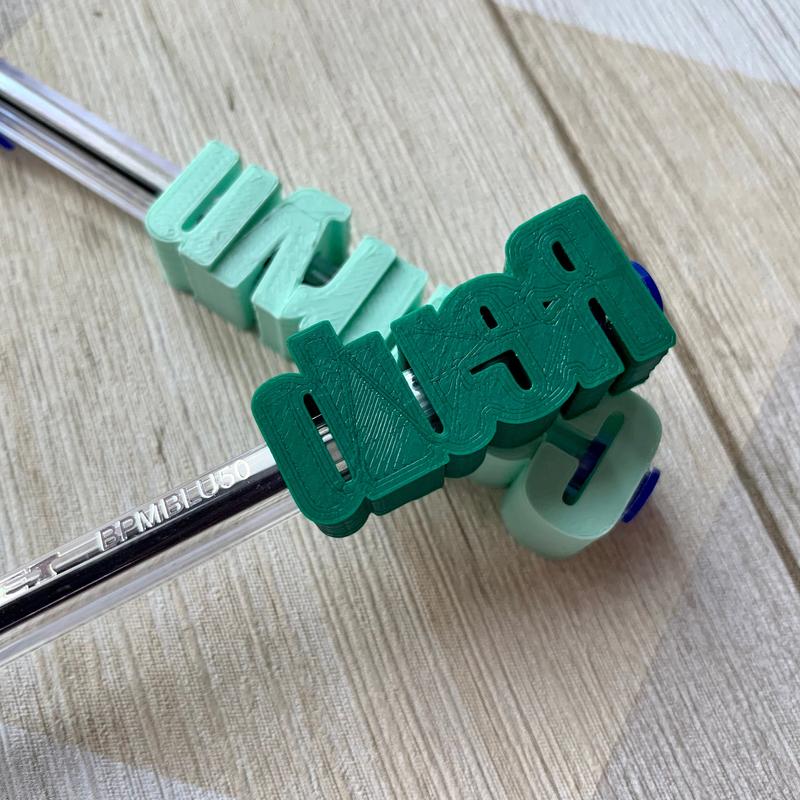 Pen Biro Topper Personalised Name - 3D Printed - Party Bag Fillers - Favours - School Bag - Under 5 Pounds - Small Gifts - Teachers Gift 3