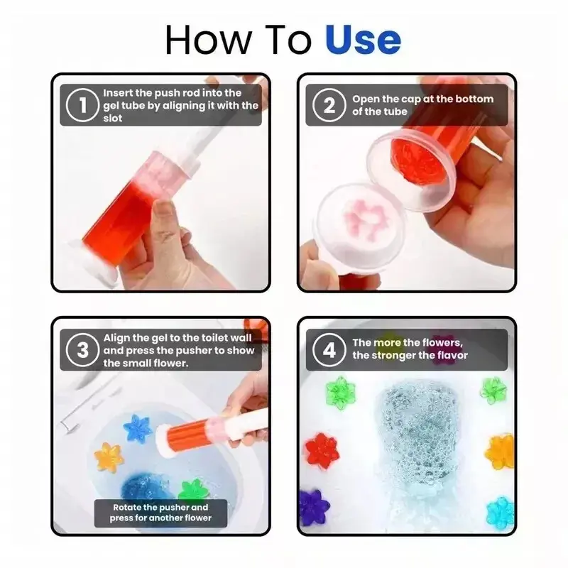 Uziy Toilet Gel Stamps - 6pcs in Box, 84 Fresh Floral Scents - Long Lasting Hygiene & Freshness for Bathroom Toilet Bowl Cleaning & Air Freshener - Odor Free - Flower, Household toilet Gel 2