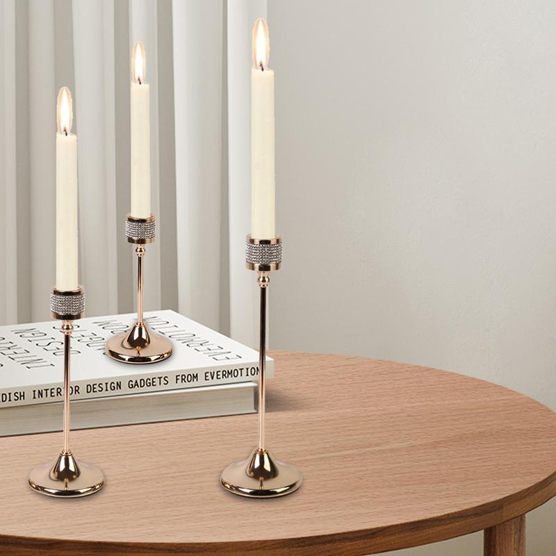 Product Introduction of Gold Candlestick Holder Set of 3 for Taper Candle - Metal Decorative Candle Holder for Fireplace, Mantel, and Dining Table - Ornaments Ornaments Antique Iron Box 8