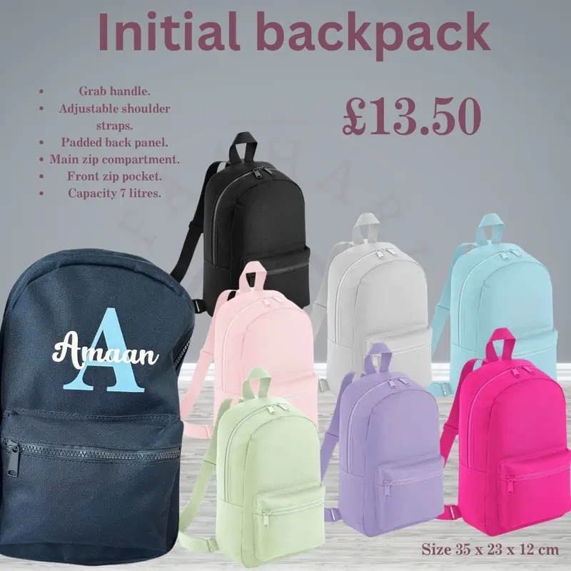 Initial Personalised bag for baby, toddler, child, holiday bag for kids 0