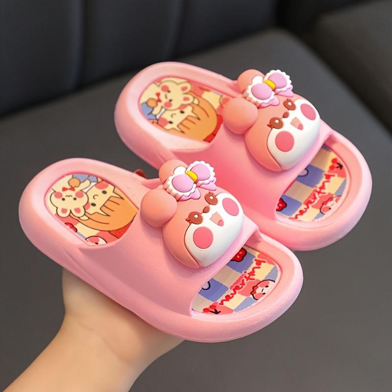 Cute Cartoon Slippers, Anti Slip And Lightweight Open Toe Slippers, Comfortable Home Slippers, Shower Shoes, All Seasons Footwear Walking Shoes Women Girl Flipflop Slide Green 4