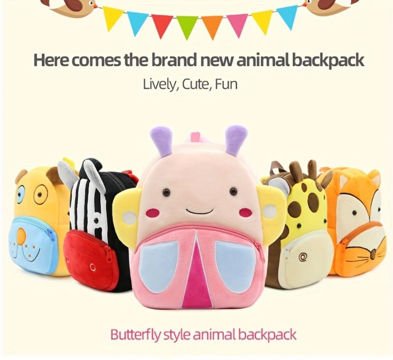 Product Introduction of 1pc Cute Children's Corduroy Backpack, Little Butterfly Design Plush Backpack 0