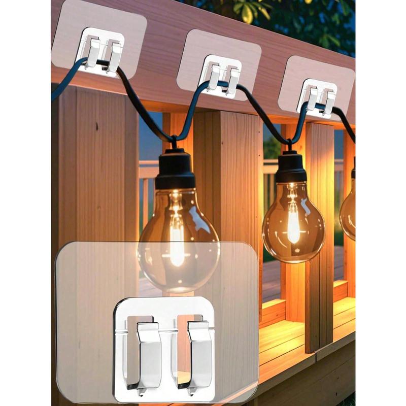 10/20pcs Outdoor Hanging Hooks With Adhesive Strips - Waterproof, UV-Resistant, No Damage, Tool-Free Installation, Suitable For Ramadan, Patio, Garden, Balcony Decor, Cable Fixing For Hanging Holiday Decorations Birthday 0