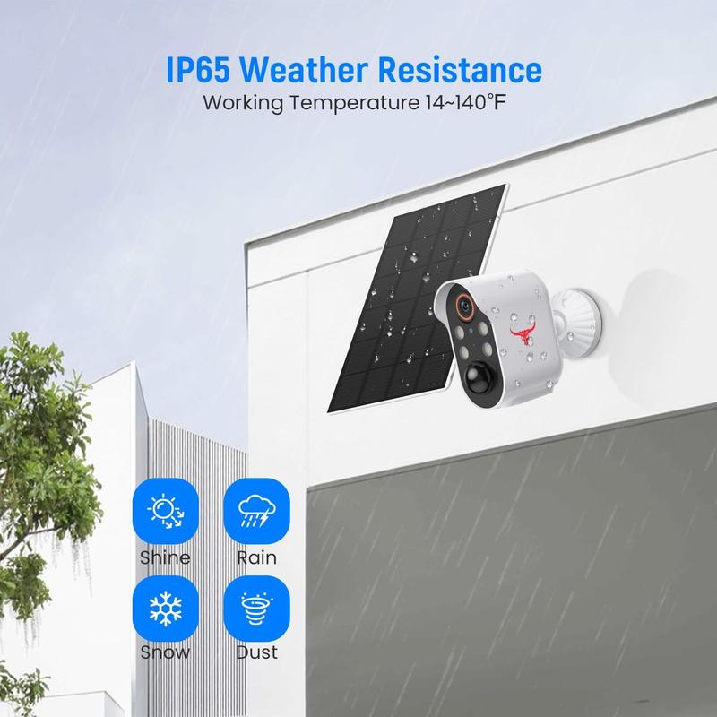 Uk Stock 1080p Wireless Solar Security Camera with 4 Spotlights for Indoor Outdoor Use, AI Human Detection, Live View, 2-Way Talk, Night Vision, 2.4G WiFi Only, Cloud Storage 2