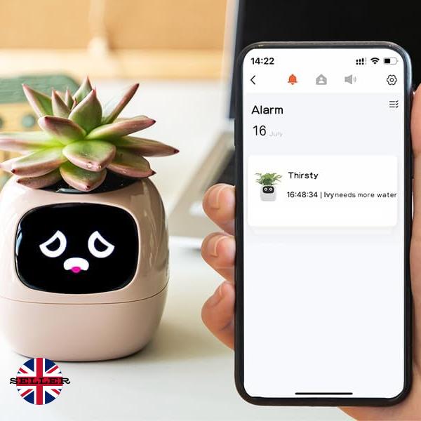 UK Seller - Ivy Smart Planter, Plant Pot, Over 49 Expressions, AI Connects to Phone, Gifts for Him, Gifts for Her, Christmas Gifts, Neat Desk Gift, Adorable Plant Companion, Fun Expressions, Smart phone gadgets, Plant pots, Gadgets Funky Tamagotchi Robot 3