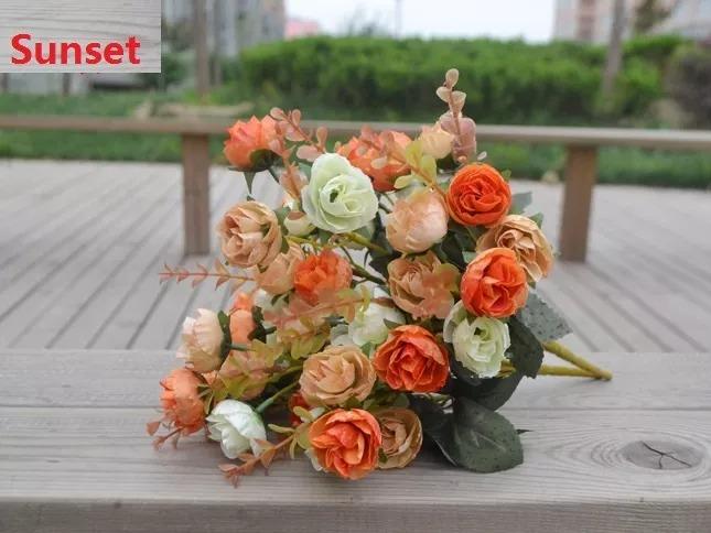 Product Introduction of 21 Head Artificial Rose Silk Flower Leaf Bouquet for Home Wedding Decor - Decorative, Fruit 9