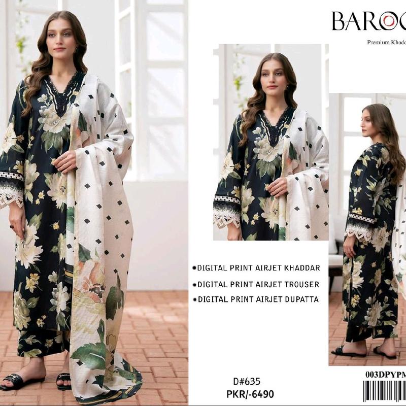 Casual Printed Khaddar Unstitched Suits for Women - Womenswear 6