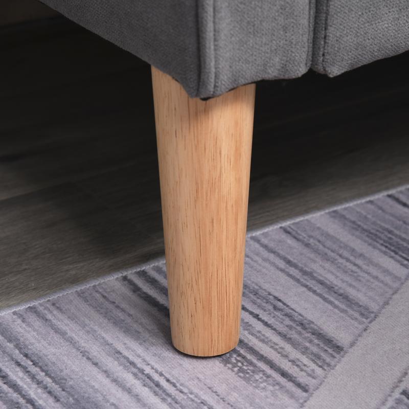 HOMCOM Modern 2 Seater Sofa with Hidden Storage, 117cm Tufted Cotton Couch, Compact Loveseat Sofa with Wood Legs, Grey 6