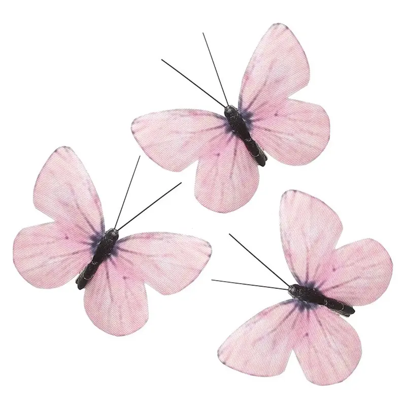 Set of Three Clip on Pink Butterfly Decorations 0