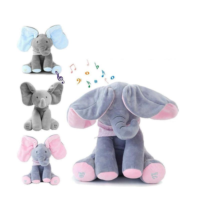Peek-a-boo ,Singing Elephant Plush Toy with Moving Ears for Baby Gift - Cute Stuffed Animal 2