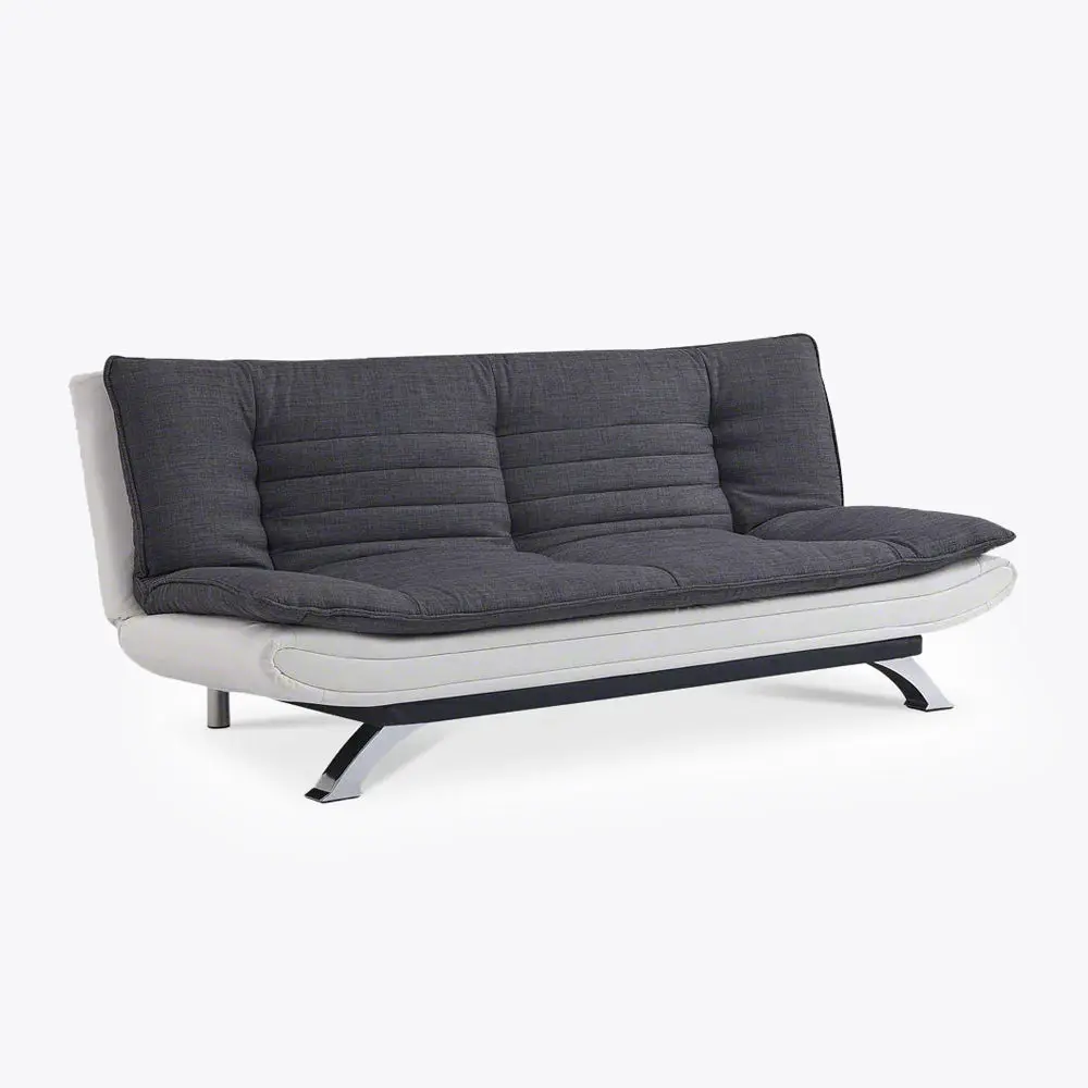 Michigan Fabric Sofa Bed Duo Contrast Fabric With Chrome Legs, Charcoal & White Faux Leather