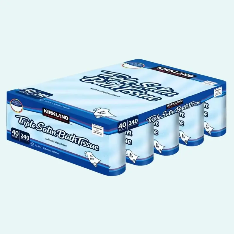 Kirkland Signature Triple Satin 3-Ply Toilet Tissue, 40 Rolls Pack of 2 - Soft and Durable 4