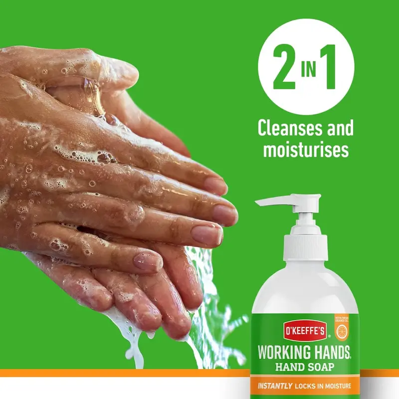 O'Keeffe's Working Hands Orange Scented Hand Soap, 354ml – Gentle & Nourishing | 2-in-1 Cleansing & Moisturising Hand Wash Moisturizing Daily 2