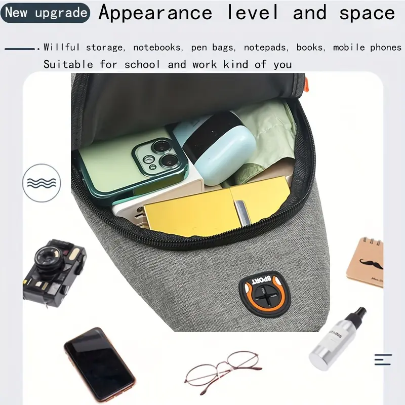 Relaxed Style Men's Casual Shoulder Bag - Lightweight and Versatile for Outdoor Travel - Zipper Direction Random - Water-Resistant Material - Adjustable Strap - No Print Design 4
